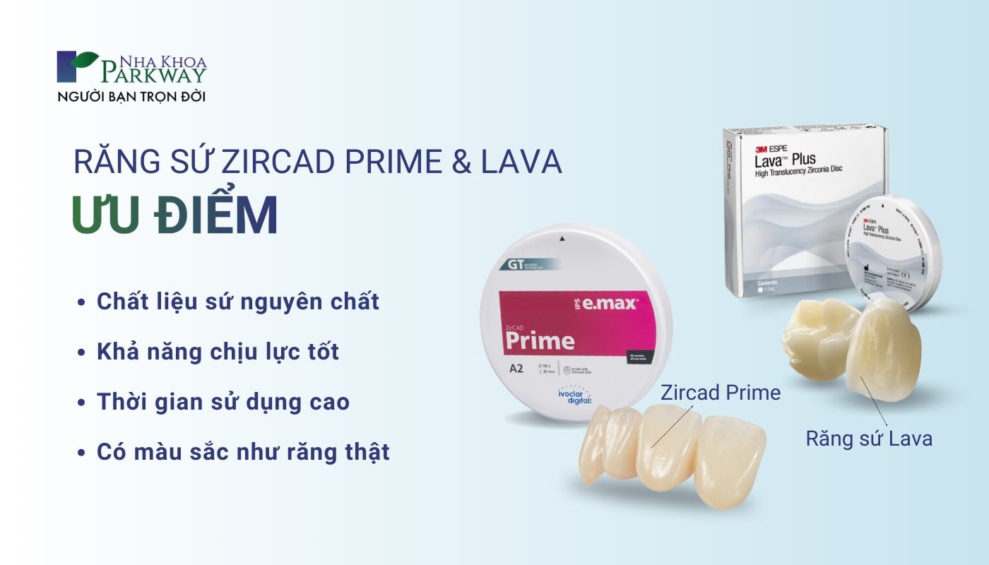 Ưu điểm răng sứ Zirdcad & Lava: Chất liệu sứ nguyên chất, khả năng chịu lực tốt, thời gian sử dụng cao, có màu sắc như răng thật